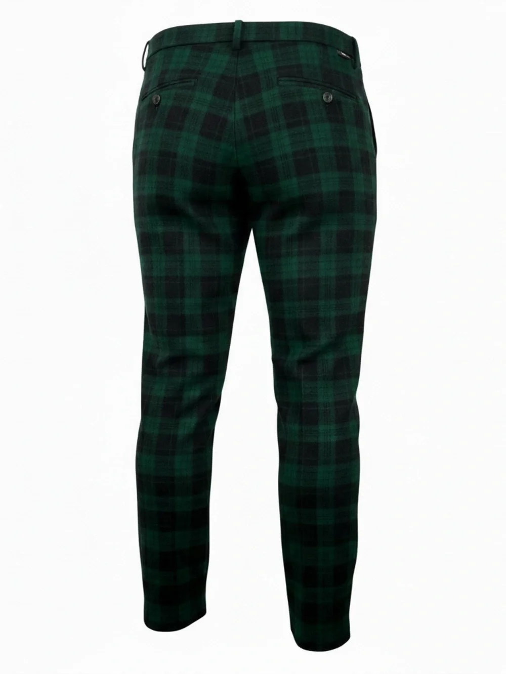 Men's Green Plaid Dress Pants - Classic Tailored Fit